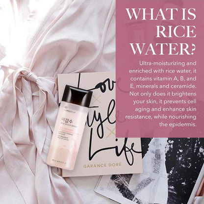 The Face Shop Rice Water Bright Lip & Eye Remover - 
Natural Brightening solution with rice water - Removes impurities while leaving skin soft, supple, and evenly toned