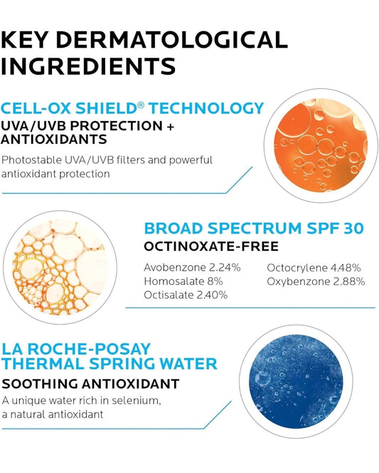 Loción protectora solar La Roche-Posay Anthelios Cooling Water para rostro y cuerpo FPS 30 - FPS de amplio espectro + antioxidantes, absorción rápida, sin aceite
