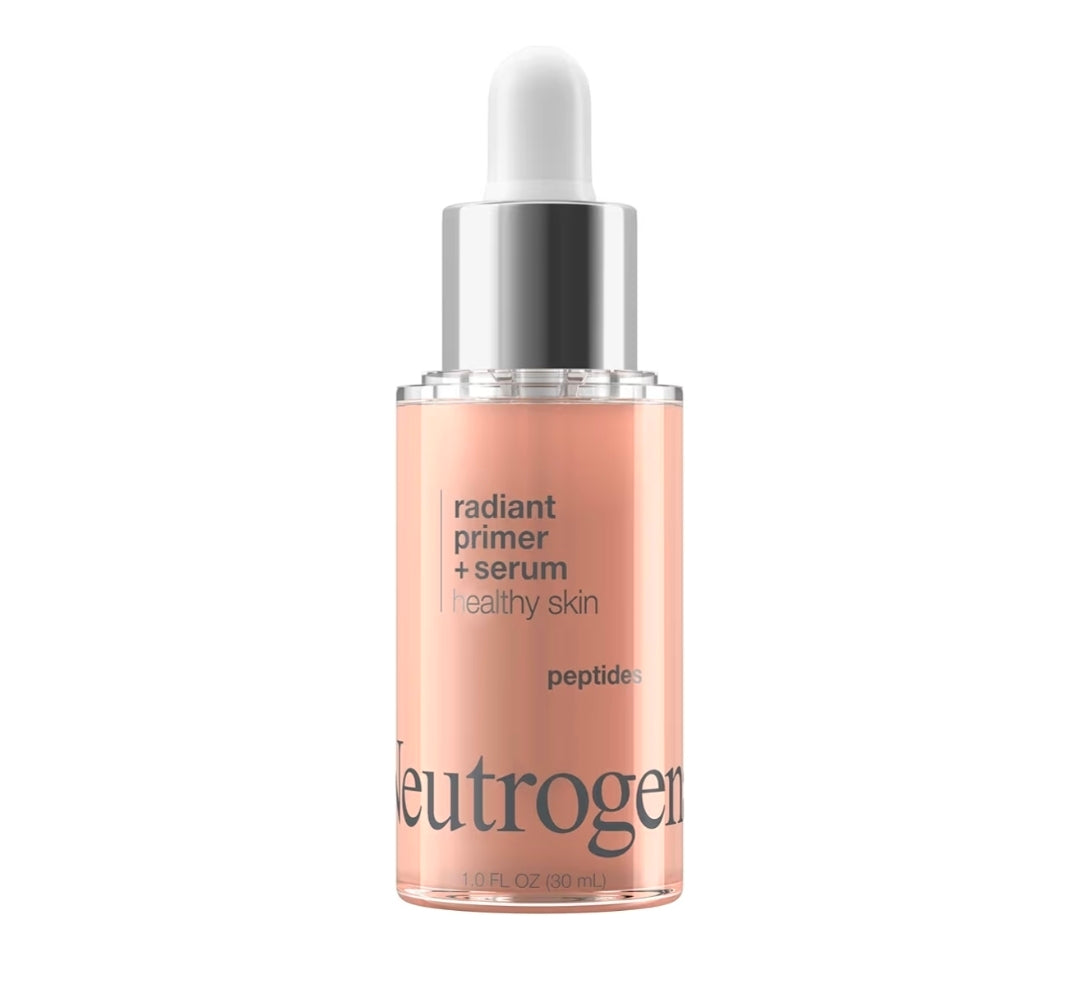 Neutrogena Healthy Skin Radiant Booster Primer & Serum - Skin-Evening Serum-to-Primer with Peptides & Pearl Pigments, Evens the Look of Skin's Tone & Smooths Texture,