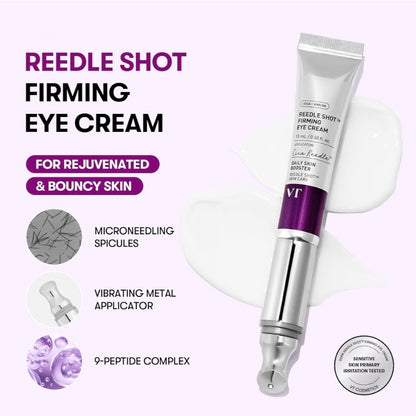 VT COSMETICS Reedle Shot Firming Eye Cream -  9-Peptide Complex, Bakuchiol & Hyaluronic Acid, Vibrating Metal Applicator for Puffiness, Fine Lines & Wrinkles