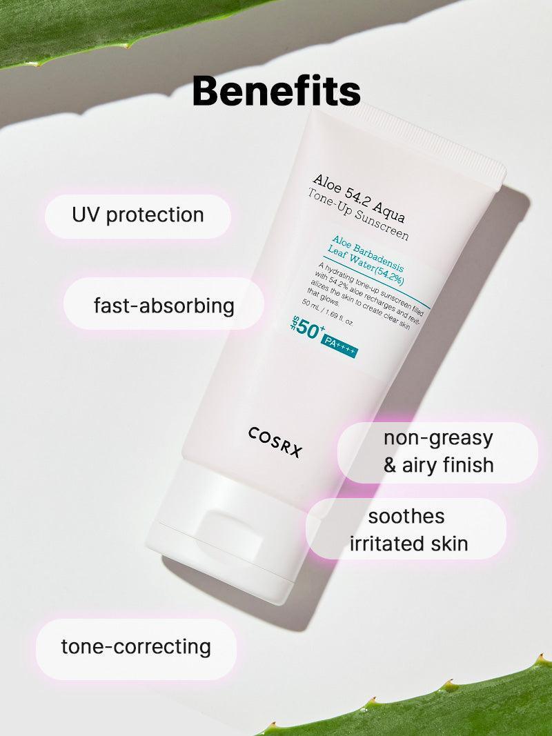 Protector solar COSRX Aloe 54.2 Aqua Tone-up FPS 50+ PA++++