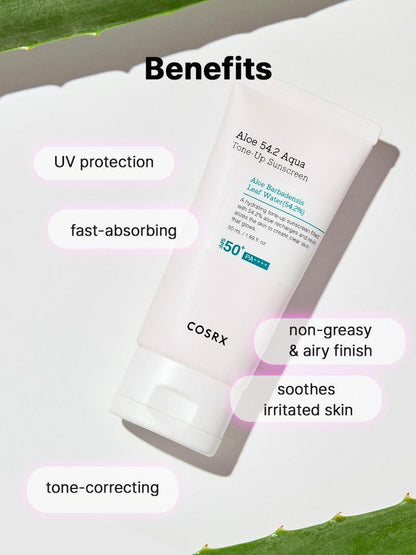 Protector solar COSRX Aloe 54.2 Aqua Tone-up FPS 50+ PA++++