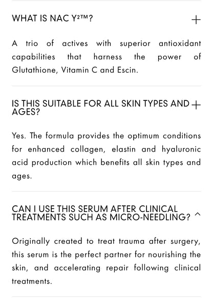111SKIN Y Theorem Repair Serum NAC Y2 - Reduces Redness & Fine Lines. The hero product that started 111SKIN - Protects and repairs skin.