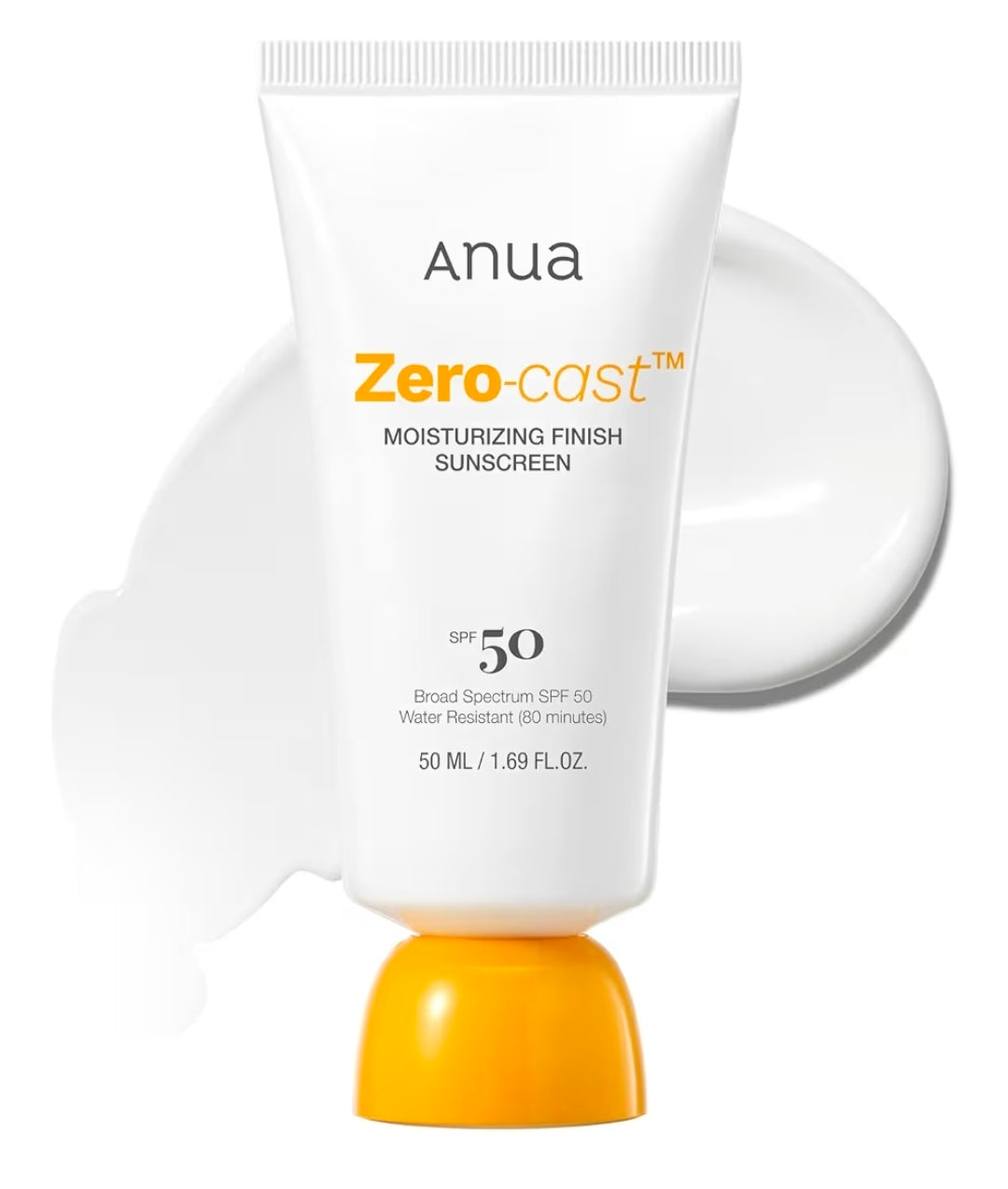 Anua Zero-Cast Moisturizing Finish Sunscreen SPF 50 -  Glow Natural Sunscreen, No White Cast, Hyaluronic Acid, Niacinamide Sun Block For face,Oil-Free, Oxybenzone Free