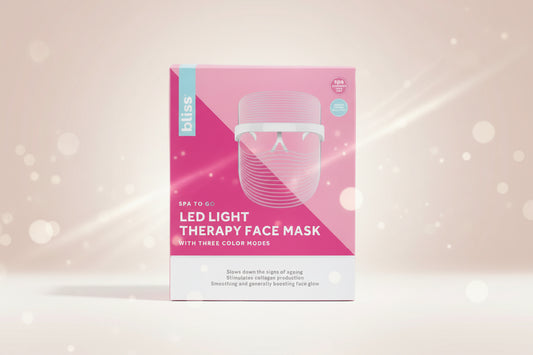 BLISS Led Light Therapy Face Mask With 3 Color Modes - Slows down the signs of aging, 3 color modes, set includes light therapy device & USB charging cable