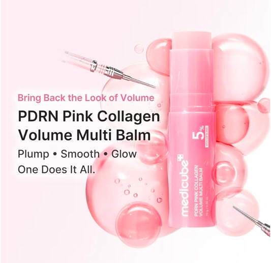 medicube PDRN Pink Collagen Volume Multi Balm Stick - Volufiline, PDRN, NAD, Collagen, Balm for Under-Eyes, Neck, Forehead, Smile Lines, Lips, Plumping, Radiance