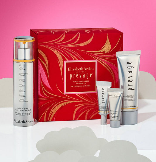 Elizabeth Arden Prevage 2.0 Power in Numbers - Set de 4 piezas - Reduce los signos de la exposición solar dañina: arrugas, líneas finas, manchas oscuras