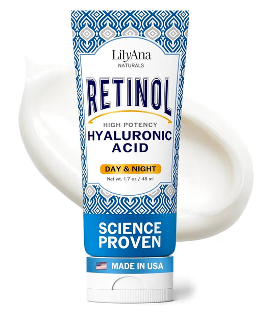 LilyAna Naturals Anti Aging Retinol Face Cream for Women – Wrinkle & Neck Cream for Firming, Retinol Moisturizer for Face with Hyaluronic Acid, Hydrating Night Cream for Fine Lines, Collagen Boost