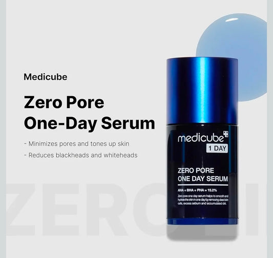 medicube Zero Pore One-day Serum - Suero renovador nocturno con complejo tensor de poros - 15,2 % AHA+BHA+PHA y 2 % niacinamida - 10,8 % de reducción en la apariencia de los poros después de un día de uso