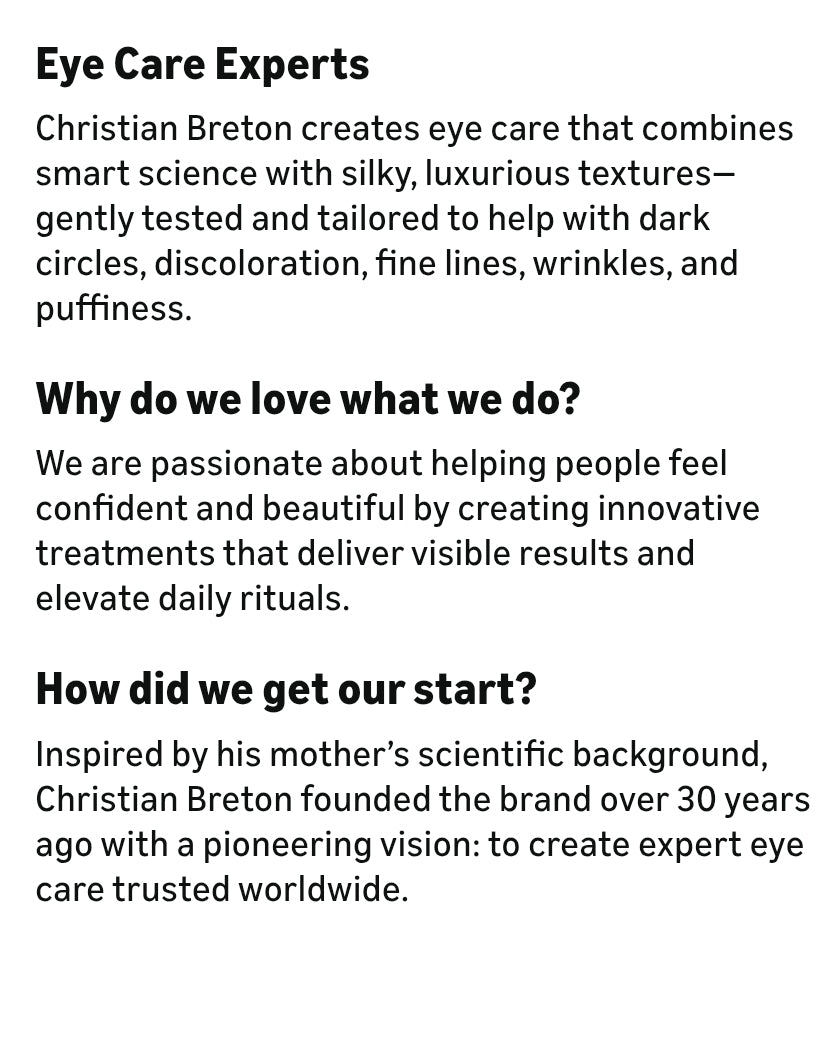 Christian Breton Serum ELIXIR - Hydrating & Firming Under Eye Serum for Smoothing Under Eyes - Hyaluronic Acid, Squalene & Peptides - Ophthalmologist Tested