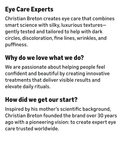 Christian Breton Serum ELIXIR - Hydrating & Firming Under Eye Serum for Smoothing Under Eyes - Hyaluronic Acid, Squalene & Peptides - Ophthalmologist Tested