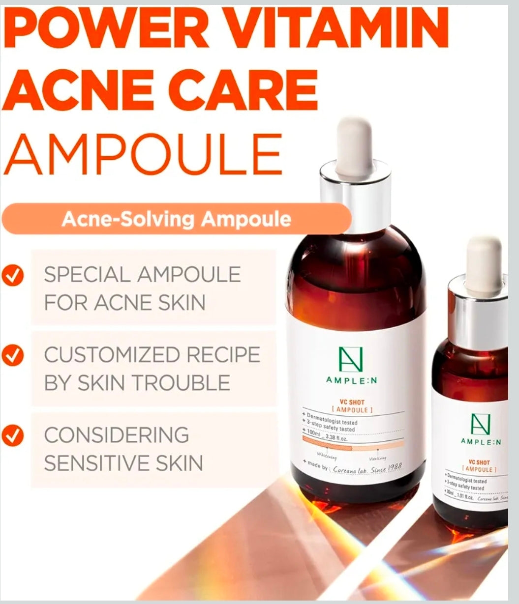 AMPLE:N VC Shot Serum - Suero facial antiedad con vitamina C - Uniformiza la pigmentación y las manchas de la edad - Vitamina C para eliminar el daño solar y reducir las arrugas