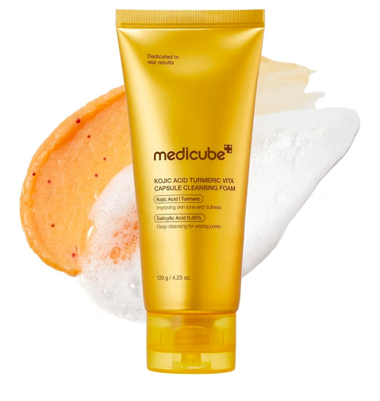 medicube Kojic Acid Turmeric Vita Capsule Cleansing Foam - for Balancing Uneven Skin Tone & Texture Fade Appearance of Uneven Patches