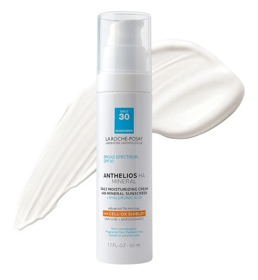 La Roche-Posay Anthelios 100% Mineral Sunscreen Moisturizer with Hyaluronic Acid - Broad Spectrum SPF 30 Face Sunscreen with Zinc Oxide