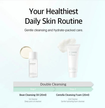 Mixsoon Pure Glow Essentials Set - Kit de cuidado de la piel de 5 pasos: set hidratante, aceite limpiador, espuma, tónico, esencia y crema.