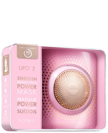 Foreo UFO 2 - Swedish Beauty Tech Power Mask - Supercharged LED Cooling/Warming 1 min Face Treatment - Microcurrent Face Moisturizer - Dark Spot & Acne Scar Treatment for Face - Anti Aging – Nourishing - Pearl Pink