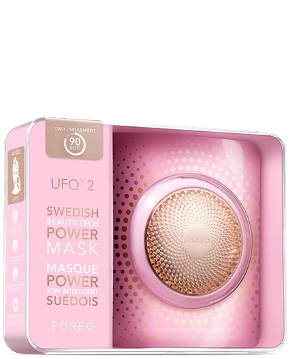 Foreo UFO 2 - Swedish Beauty Tech Power Mask - Supercharged LED Cooling/Warming 1 min Face Treatment - Microcurrent Face Moisturizer - Dark Spot & Acne Scar Treatment for Face - Anti Aging – Nourishing - Pearl Pink