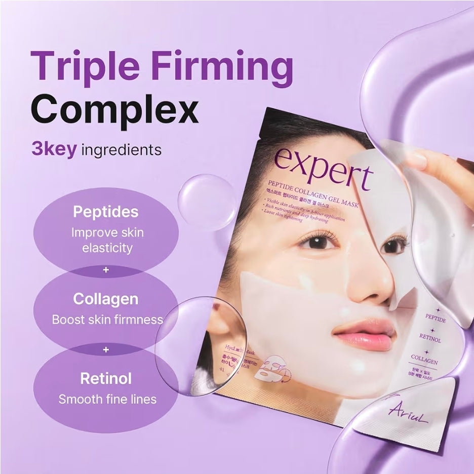 Ariul Expert Peptide Collagen Gel Mask – Firming Hydrogel Sheet Mask for Face, Hydrating & Elasticity Care, Korean Skincare