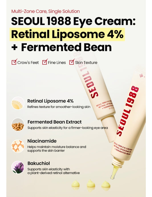 K-SECRET SEOUL 1988 Retinal Eye Cream – Formulated with Advanced Retinal Liposome 4% and Fermented Bean for Smoother, Refreshed-Looking Eyes