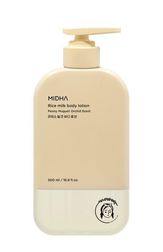 Midha Rice Milk Body Lotion - Peony Muguet Orchid Scent, Lightweight Hydration, Nourishing Grains Complex, Soothing and Comforting