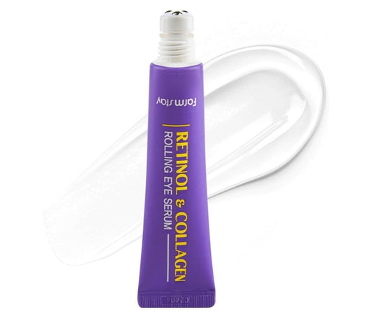 Farmstay Retinol Rolling Eye Serum with 2% Niacinamide & Collagen – Hydrating Korean Eye Roller for Dark Circles, Puffy Eyes & Wrinkles