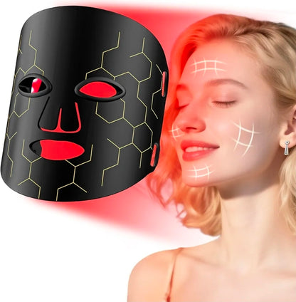Led Light Therapy Face Mask - 7 Colors Portable Led Face Mask Light Therapy with Remote, Near-Infrared 850nm Wavelength with Timing Function for Anti-Aging Skincare at Home - 288 LED Beads