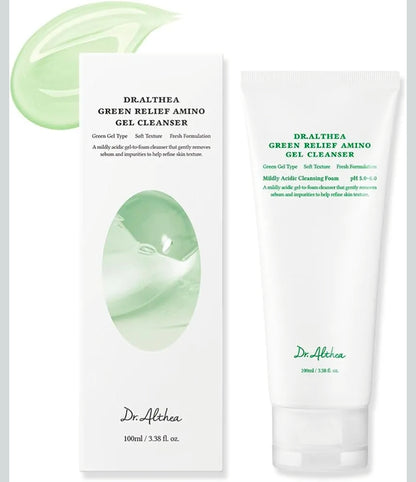 Dr. Althea Green Relief Amino Gel Cleanser - Lightweight & Hydrating Makeup Remover, Daily Face Wash with Hyaluronic Acid