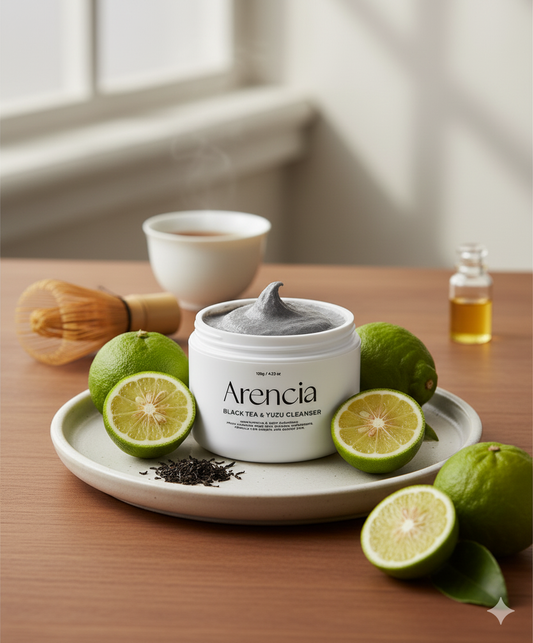 Arencia Black Tea and Yuzu Rice Mochi Cleanser - Deeply cleanses, gently exfoliate, smooth skin texture, brighten dull skin, remove impurities