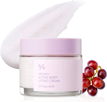 Dr. Ceuracle Vegan Active Berry Lifting Cream - Antioxidant Moisturizer with Resveratrol Capsules and Vitamin A, Hydration and Rejuvenation