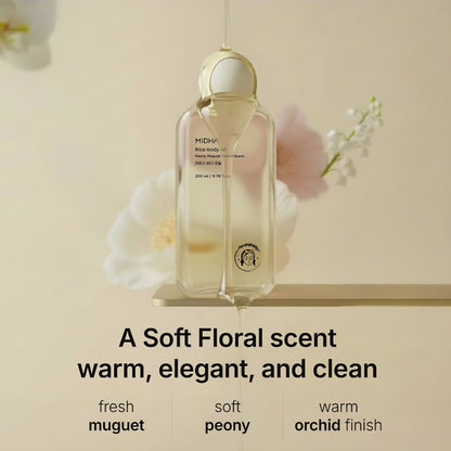 MIDHA Rice Body Oil Peony Muguet Orchid Scent - Deeply moisturizes & protects the skin