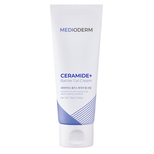 Crema gel barrera Medioderm Ceramide+ Plus: refuerza la barrera cutánea y proporciona una hidratación duradera con niacinamida, alantoína, tocoferol y complejo multihialurónico 8x.