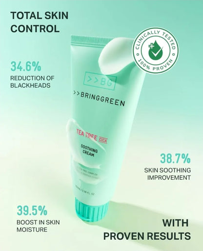 BRINGGREEN Tea Tree Cica Soothing Cream Plus - Korean Skin care, calming and soothing, moisturizer for skin, facial cream, trouble care, blackhead removing pore care