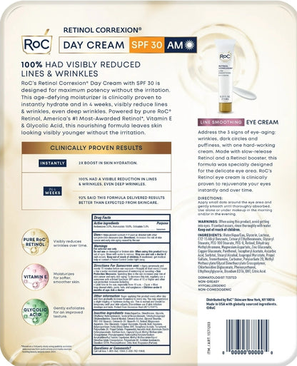 RoC Retinol Correxion Deep Wrinkle Anti-Aging Day Cream SPF 30 - 2 Pack + Eye Cream