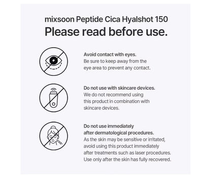 Mixsoon Peptide Cica Hyalshot 150 - Suero en ampolla reafirmante, calmante e hidratante, fórmula ligera para una piel radiante y equilibrada, 50 ml