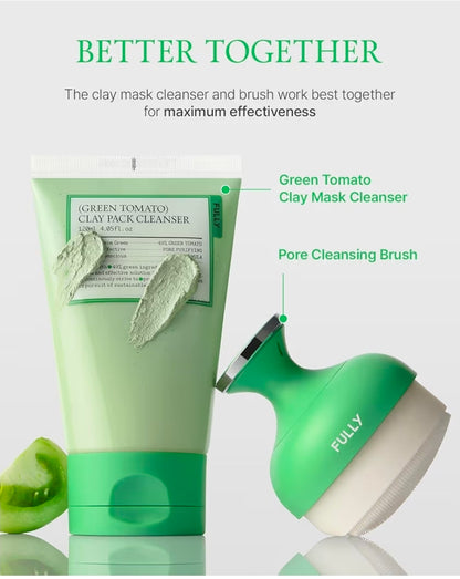 FULLY Pore Cleansing Silicone Brush - Effective Pore Cleaner, Over 2000 Fine Bristle, Unclog Pores, Blackhead Brush, Sebum Remover Tool, Gentle Exfoliator