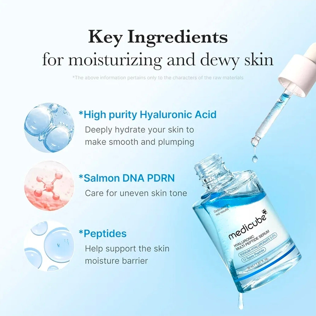 medicube Hyaluronic Multi Peptide PDRN Serum for Glowing and Soothing, Lightweight Water Plumping Radiant Serum for All Skin Type, Hydrating Moisturizer