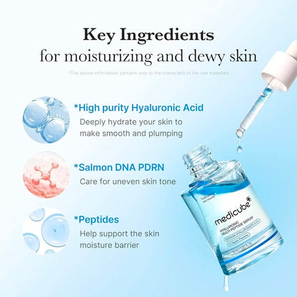 medicube Hyaluronic Multi Peptide PDRN Serum for Glowing and Soothing, Lightweight Water Plumping Radiant Serum for All Skin Type, Hydrating Moisturizer