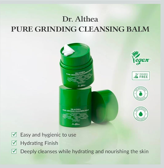 Dr. Althea Pure Grinding Cleansing Balm - Hygenic One-Step Makeup Cleansing Oil with Madecassoside,  Non-Greasy Sorbet Texture, Soothing for All Skin Types, Vegan Skin Care