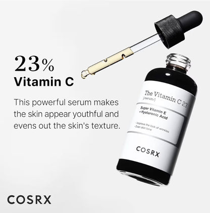 COSRX Pure Vitamin C 23% Serum with Vitamin E & Hyaluronic Acid - Hydrating Facial Serum for Fine Lines, Uneven Skin Tone & Dull Skin