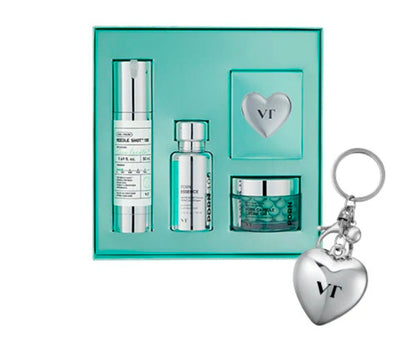 VT COSMETICS Reedle Shot & PDRN Skincare Trio Set Box -  For Glass, Smoother-Looking Skin, Reedle Shot 100 Serum + PDRN 100 Essence + PDRN Capsule Cream + Heart Keychain, Glow Routine