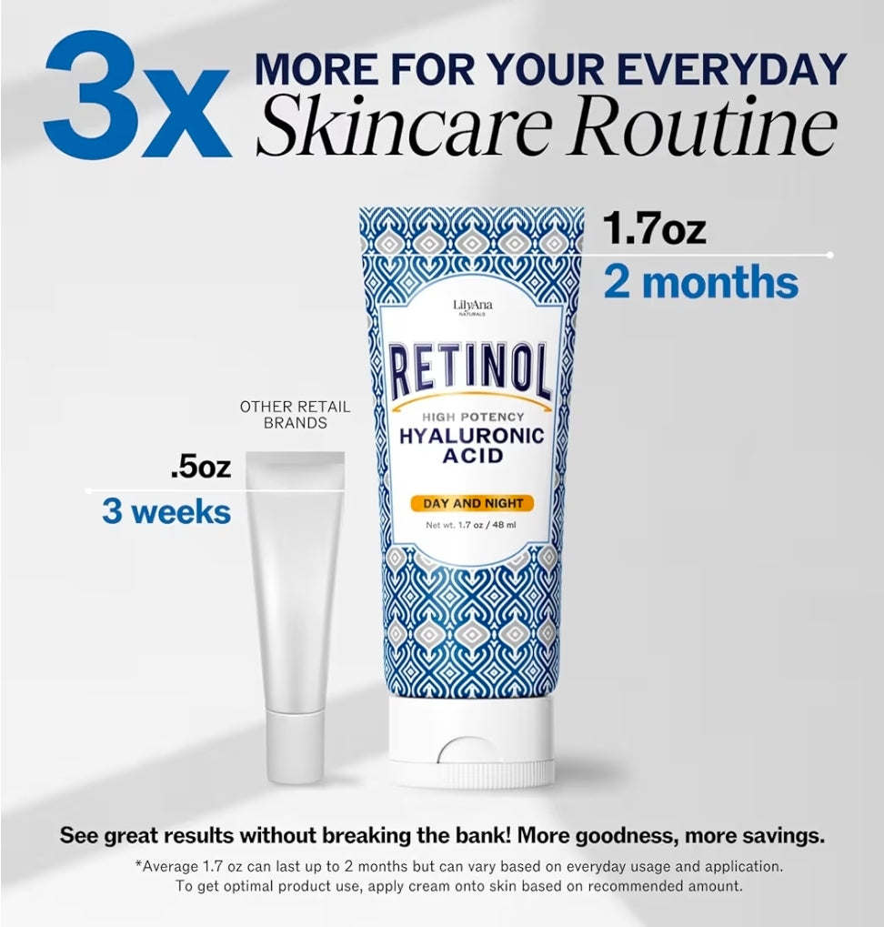 LilyAna Naturals Anti Aging Retinol Face Cream for Women – Wrinkle & Neck Cream for Firming, Retinol Moisturizer for Face with Hyaluronic Acid, Hydrating Night Cream for Fine Lines, Collagen Boost