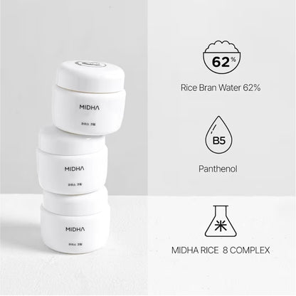 MIDHA Rice Cream - Deep Hydration Glow & Skin Barrier Support - Improves the appearance of dry, tired skin for a plump and dewy finish - Maintain a stronger, healthier skin barrier.