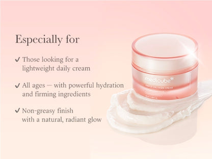 Medicube Triple Collagen Cream - Hydrating & Firming Moisturizer with Hyaluronic Acid, Premium Elastin, Shea Butter - Wrinkle Care & Boosts Elasticity