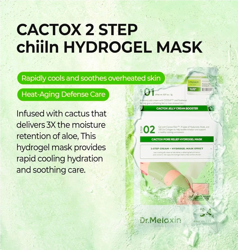 Dr.Melaxin CACTOX DE-PUFFING PORE TOX GEL MASK - 1 Mask - with Cactus Cooling Reduce Puffiness & Pore Tightening for Visible Pore Care Skin Repair