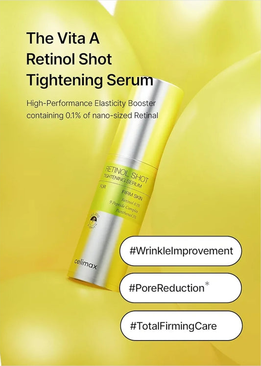 Celimax The Vita A Retinol Shot Tightening Serum - with Pure Vitamin A Retinol, Peptide, Pore Minimizer, Wrinkles & Fine Lines, Firmer Skin, Anti-Aging, Skin Smoothing