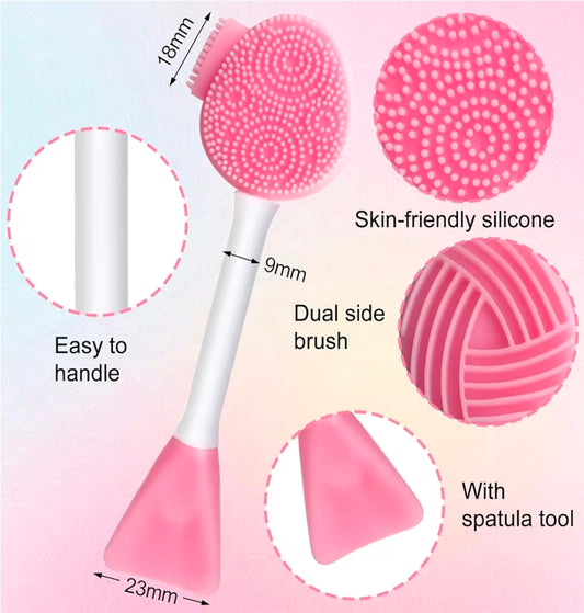 Silicone Face Scrubber Face Mask Brush and Spatula - Cleanses, removes blackheads, exfoliates, massages, and removes makeup for healthier-looking skin - Pink
