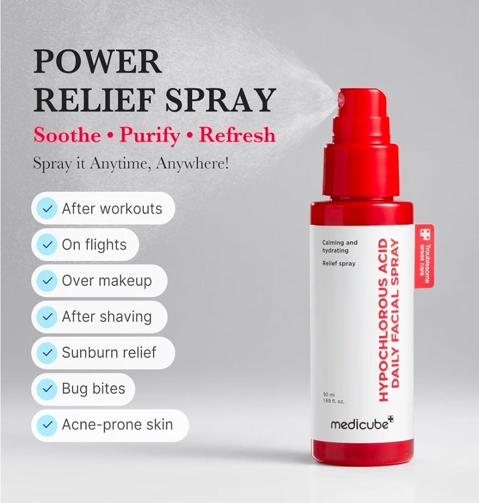 medicube Power Soothing Spray with Hypochlorous Acid, 1.69oz, HOCI Facial Mist for Soothing & Calming - All Skin Types, Daily Skin Solution & Post-Sun Care