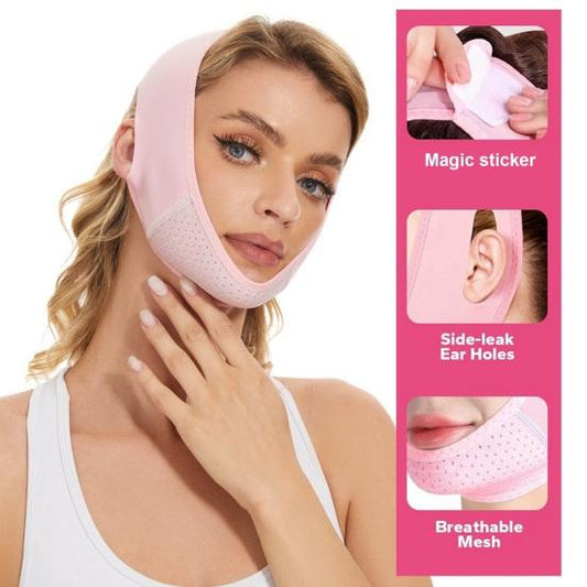 Prescott & Taylor V-Line Facial Lifting Strap - Pink - Restore skin elasticity, define V-shaped facial contours - Velcro