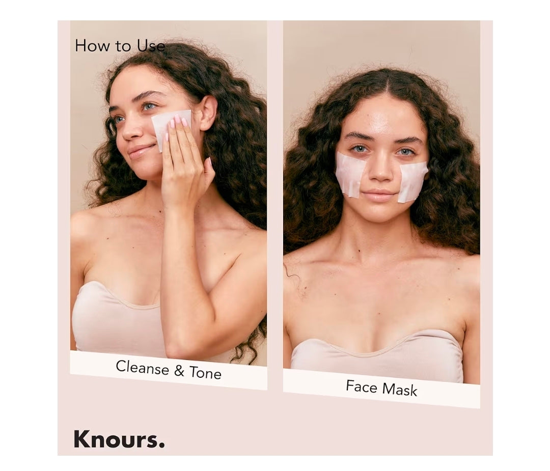 Almohadillas rellenadoras Knours Power Elasticity Boosting - Extracto de 6 plantas, suaviza líneas de expresión, reafirmante, elasticidad, refuerzo de colágeno, almohadilla tónica premium 2 en 1 + mascarilla facial, albahaca sagrada, 110 almohadillas