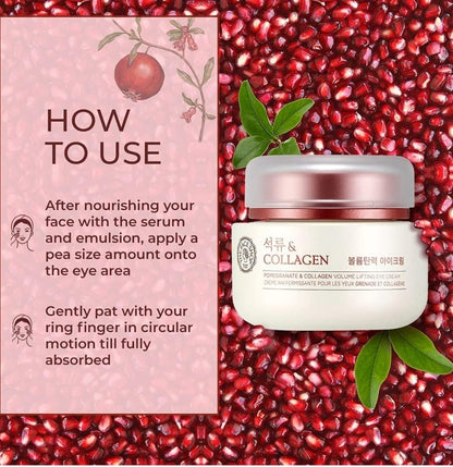 The Face Shop Pomegranate &amp; Collagen - Crema Volume Lifting para el contorno de ojos - Regeneración de la piel